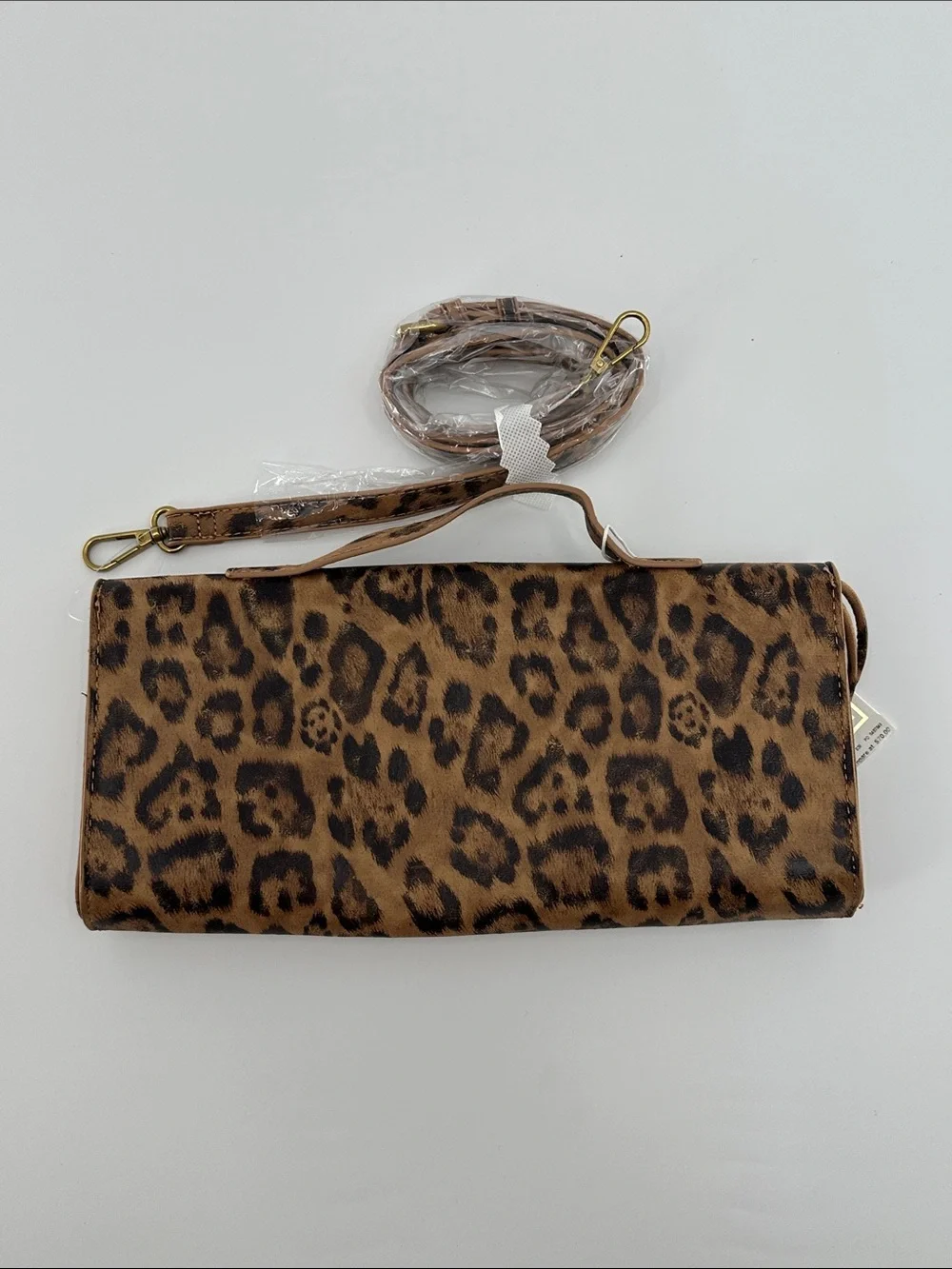 Urban Expressions Leopard Print Brown Clutch Wristlet with Strap